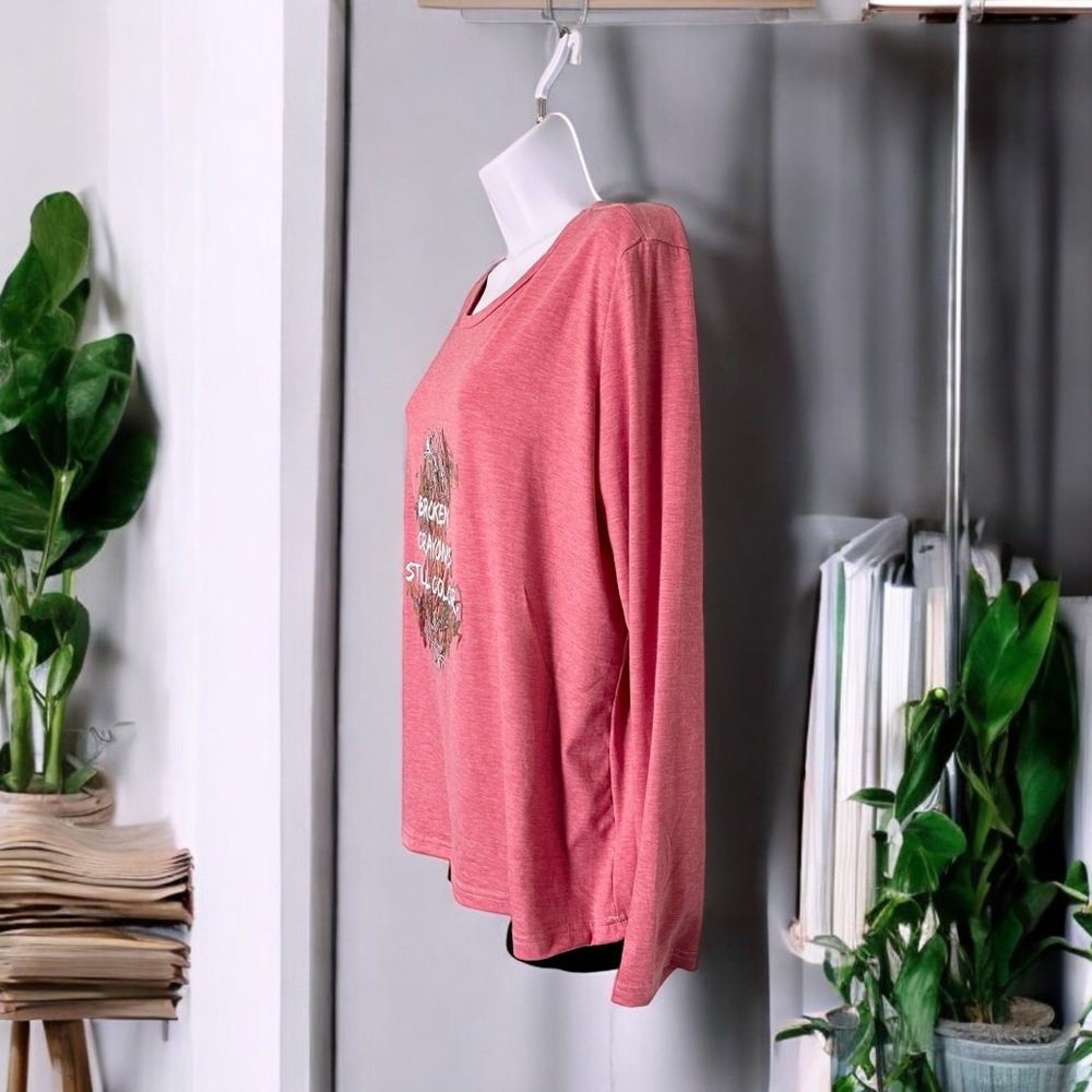Broken Crayons Still Color. Long Sleeve Tee. Pink.
Size M - Picture 2 of 5